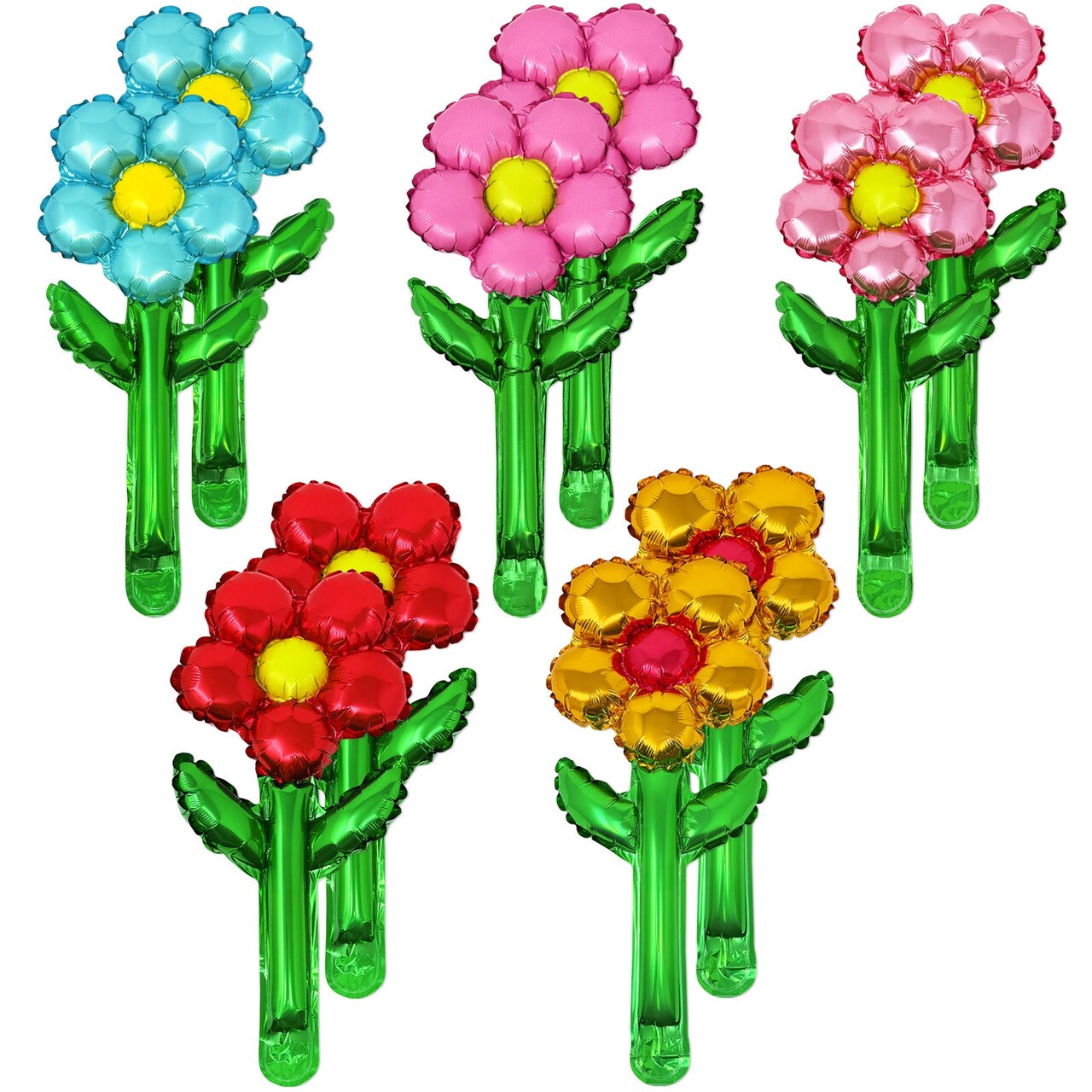 Wrapables Aluminum Foil Flower Balloons for Mother's Day, Valentine's Day, Easter, Birthday Parties (Set of 10)